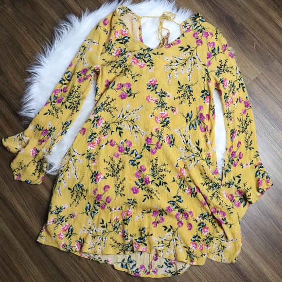 Umgee Tops - Umgee USA Yellow Floral Tunic Dress